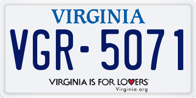 VA license plate VGR5071
