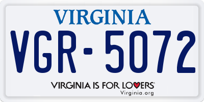 VA license plate VGR5072
