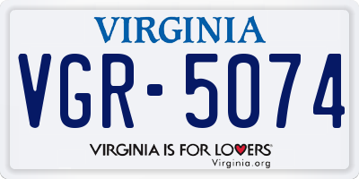 VA license plate VGR5074