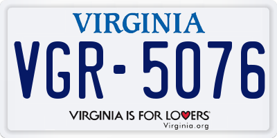 VA license plate VGR5076