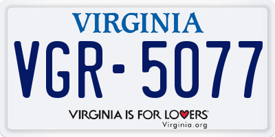 VA license plate VGR5077