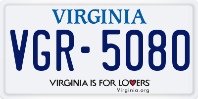 VA license plate VGR5080
