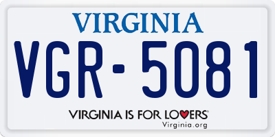 VA license plate VGR5081