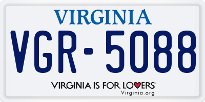 VA license plate VGR5088