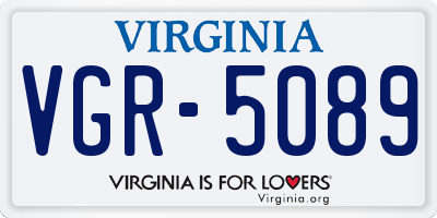 VA license plate VGR5089