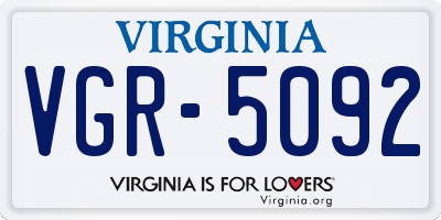 VA license plate VGR5092