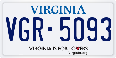 VA license plate VGR5093