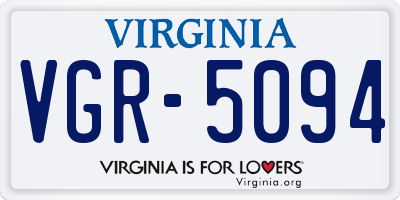 VA license plate VGR5094