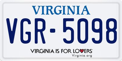 VA license plate VGR5098