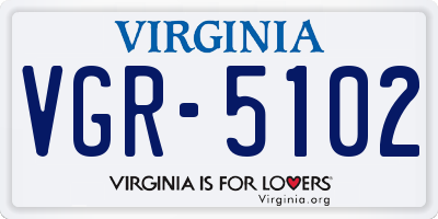 VA license plate VGR5102