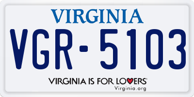 VA license plate VGR5103