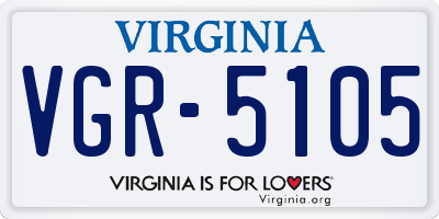 VA license plate VGR5105