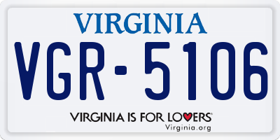 VA license plate VGR5106