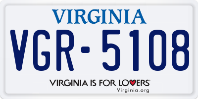 VA license plate VGR5108