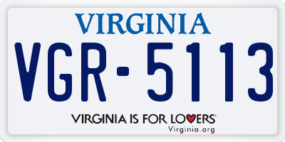 VA license plate VGR5113