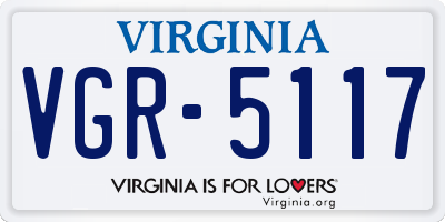 VA license plate VGR5117