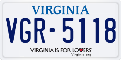 VA license plate VGR5118