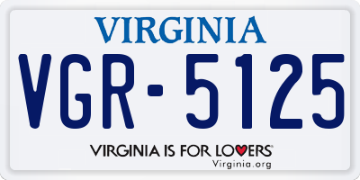 VA license plate VGR5125