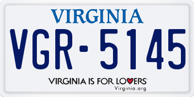VA license plate VGR5145