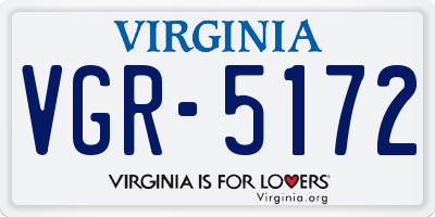 VA license plate VGR5172