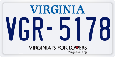 VA license plate VGR5178