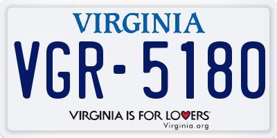 VA license plate VGR5180