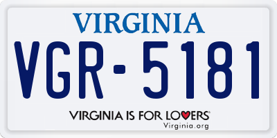 VA license plate VGR5181