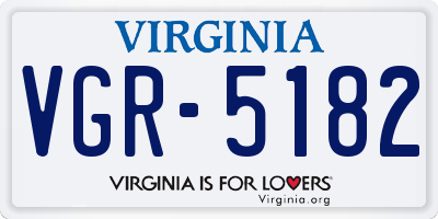 VA license plate VGR5182