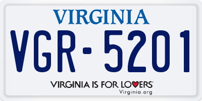VA license plate VGR5201