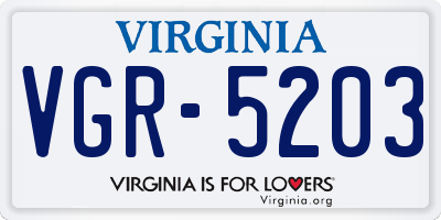VA license plate VGR5203