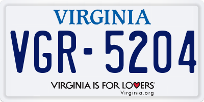 VA license plate VGR5204