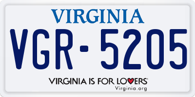 VA license plate VGR5205