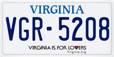 VA license plate VGR5208