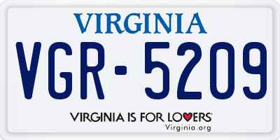 VA license plate VGR5209