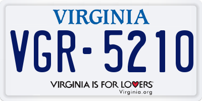 VA license plate VGR5210