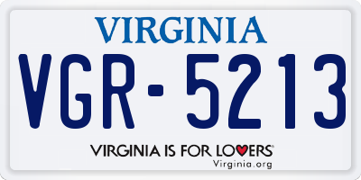 VA license plate VGR5213