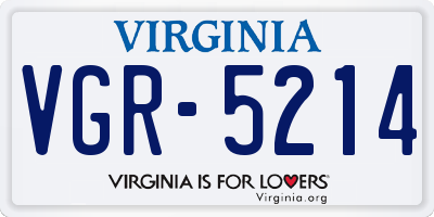 VA license plate VGR5214