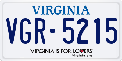 VA license plate VGR5215