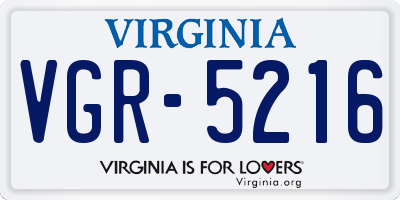 VA license plate VGR5216