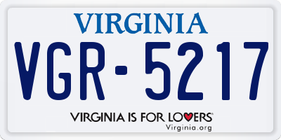 VA license plate VGR5217