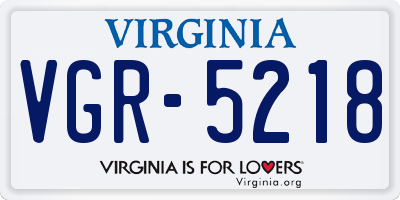 VA license plate VGR5218