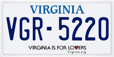 VA license plate VGR5220