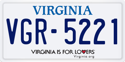 VA license plate VGR5221