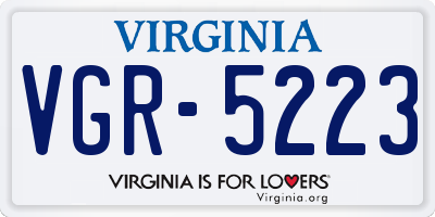 VA license plate VGR5223