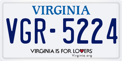 VA license plate VGR5224