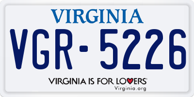 VA license plate VGR5226