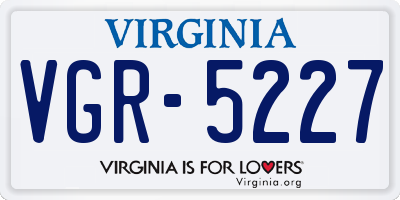 VA license plate VGR5227