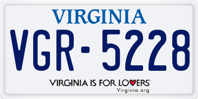 VA license plate VGR5228