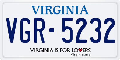 VA license plate VGR5232