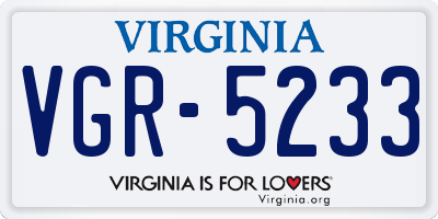 VA license plate VGR5233